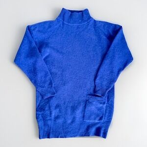 Paul Et Duffier Sweater Women's M Blue Lambswool Angora Pockets Long Sleeve VTG